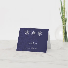 Hochzeit von Navy Blue Snowflake Winter Vielen Dan Dankeskarte