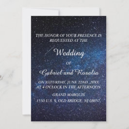 Hochzeit von Navy Blue Starry Night Sky Milkyway Einladung
