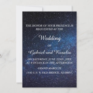Hochzeit von Navy Blue Starry Night Sky Milkyway Einladung