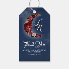 Hochzeit von Navy Blue und Burgund Floral Moon Geschenkanhänger
