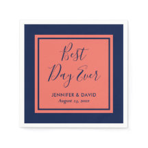 Hochzeit von Navy Blue und Coral Modern Script