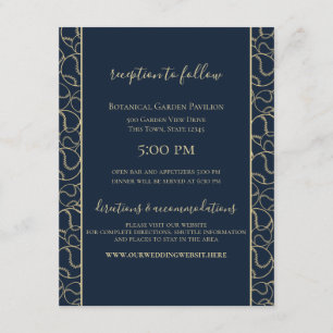 Hochzeit von Navy Blue und Gold Baseball Begleitkarte