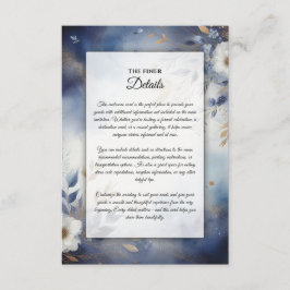 Hochzeit von Navy Blue und Gold Floral Begleitkarte
