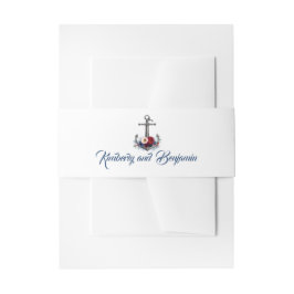 Hochzeit von Navy Blue und Marsala Floral Anchor Einladungsbanderole