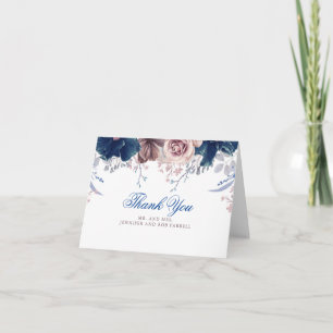 Hochzeit von Navy Blue und Mauve Dankeskarte