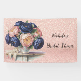 Hochzeit von Navy Blue und Rose Gold Banner