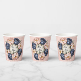 Hochzeit von Navy Blue und Rose Gold Pappbecher