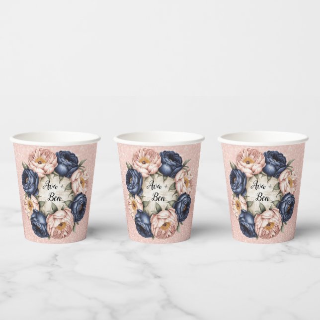 Hochzeit von Navy Blue und Rose Gold Pappbecher (Multi)