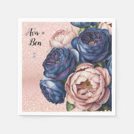 Hochzeit von Navy Blue und Rose Gold Serviette