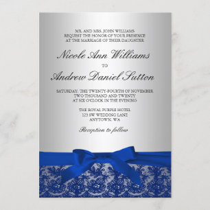 Hochzeit von Navy Blue und Silver Lace Einladung