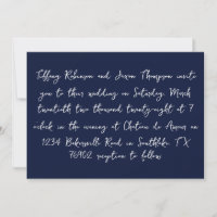 Hochzeit von Navy Blue und White Handwriting