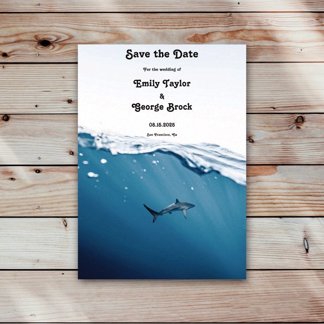 Hochzeit von Navy Blue Underwater Shark Nautical B Save The Date (Von Creator hochgeladen)
