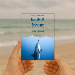 Hochzeit von Navy Blue unter dem Meer Dolphin Coas Acryleinladungen