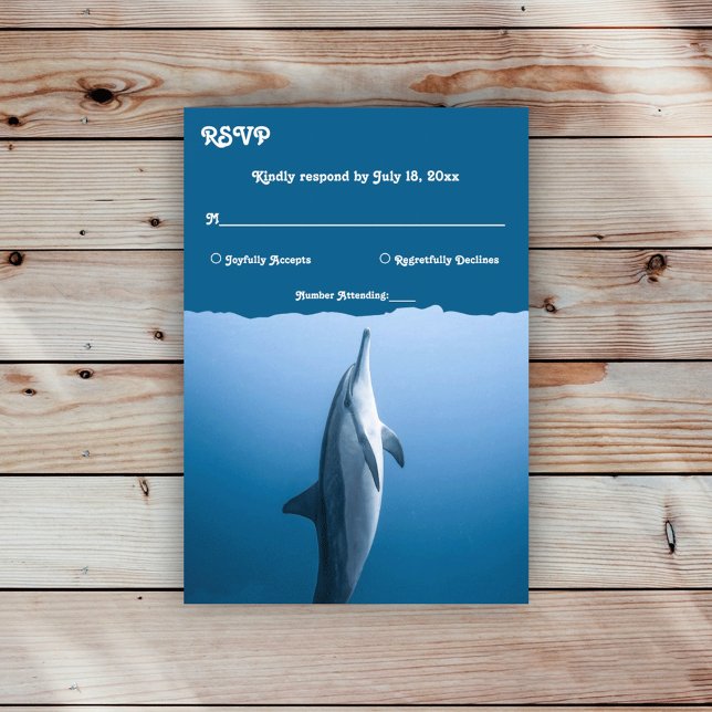 Hochzeit von Navy Blue unter dem Meer Dolphin Coas RSVP Karte (Von Creator hochgeladen)