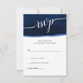 Hochzeit von Navy Blue Watercolor RSVP Karte