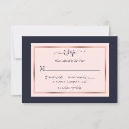 Hochzeit von Navy Blush Pink Rose Gold RSVP Karte