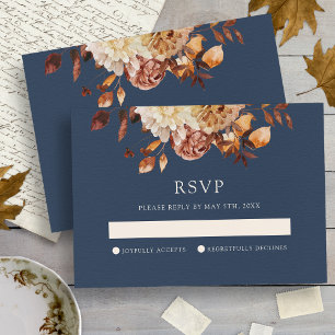 Hochzeit von Navy Fall Floral RSVP Karte