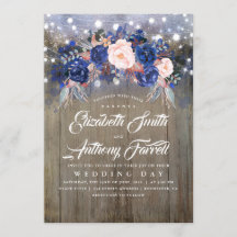 Hochzeit von Navy-Floral-Rustikalen String-Lights