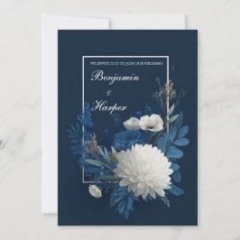 Hochzeit von Navy & Ivory Bloom Einladung