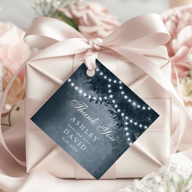 Hochzeit von Navy Rustic Tree Canopy Lights Woodla Geschenkanhänger (Von Creator hochgeladen)