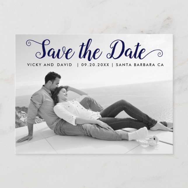 Hochzeit von Navy-Skripten Speichern Sie das Date- Postkarte (Vorderseite)