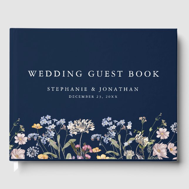 Hochzeit von Navy Spring Wildblume Meadow Garden Gästebuch (Vorderseite)