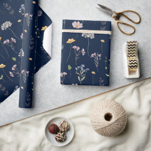 Hochzeit von Navy Spring Wildblume Meadow Garden Geschenkpapier