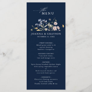 Hochzeit von Navy Spring Wildblume Meadow Garden Menükarte