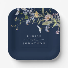 Hochzeit von Navy Spring Wildblume Meadow Garden Pappteller