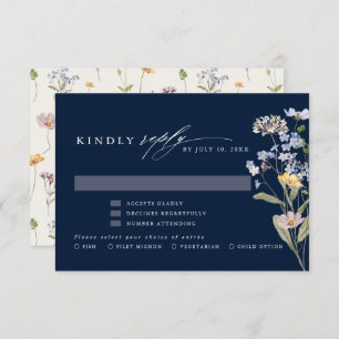 Hochzeit von Navy Spring Wildblume Meadow Garden RSVP Karte