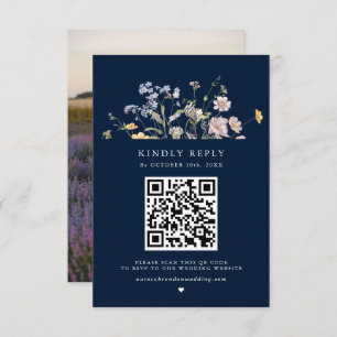 Hochzeit von Navy Spring Wildblume Meadow Garden RSVP Karte