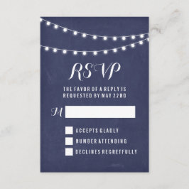 Hochzeit von Navy Summer String Light RSVP Karte