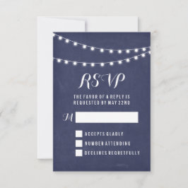 Hochzeit von Navy Summer String Light RSVP Karte