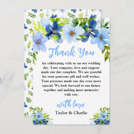 Hochzeit von Navy und Baby Blue Floral Dankeskarte