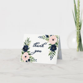 Hochzeit von Navy und Blush Floral Danke Karte