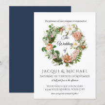 Hochzeit von Navy und Blush Ivory-Rose mit Fern-Wr
