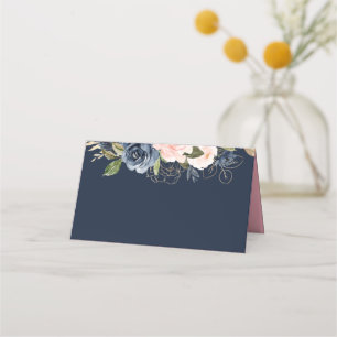 Hochzeit von Navy und Blütenpink Platzkarte