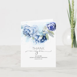 Hochzeit von Navy und Dusty Blue Floral Vielen Dan Dankeskarte