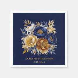 Hochzeit von Navy- und Goldmedaille Serviette