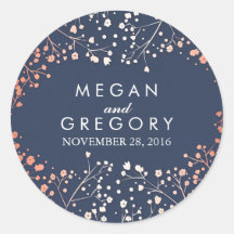 Hochzeit von Navy und Rose Gold Gipskraut