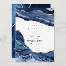 Hochzeit von Navy und Silver Agate QR Code UAWG Einladung