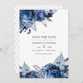 Hochzeit von Navy und Weiß mit Silberfolie Save The Date