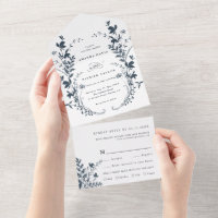 Hochzeit von Navy und White Wildblume Silhouette