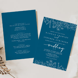 Hochzeit von Navy-Wildblume Einladung