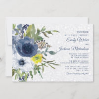 Hochzeit von Navy Yellow White Floral and Lace Gar
