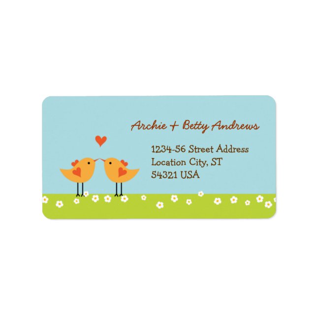 Hochzeit von niedlichen Cartoon Adressaufkleber (Vorne)