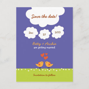 Hochzeit von niedlichen Cartoon Ankündigungspostkarte