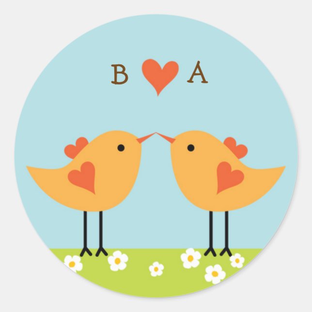 Hochzeit von niedlichen Cartoon Runder Aufkleber (Vorderseite)