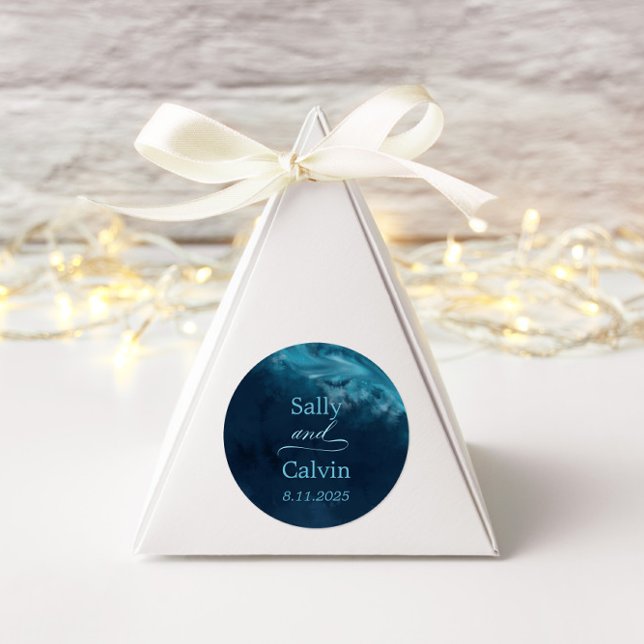 Hochzeit von Ocean Wave Runder Aufkleber (Von Creator hochgeladen)