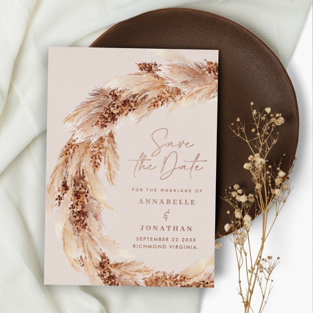 Hochzeit von Pampas-Gras in Böhmen Folieneinladung (Von Creator hochgeladen)